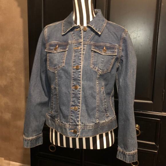 Charter Club Cowgirl Cowboy Western Boho Hippie Denim Jean Jacket Petite Small - Picture 1 of 9